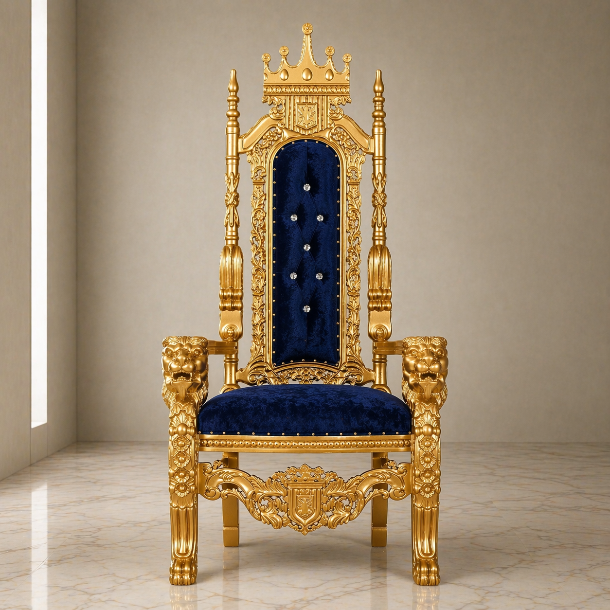 King David Crown Throne Chair - Velvet