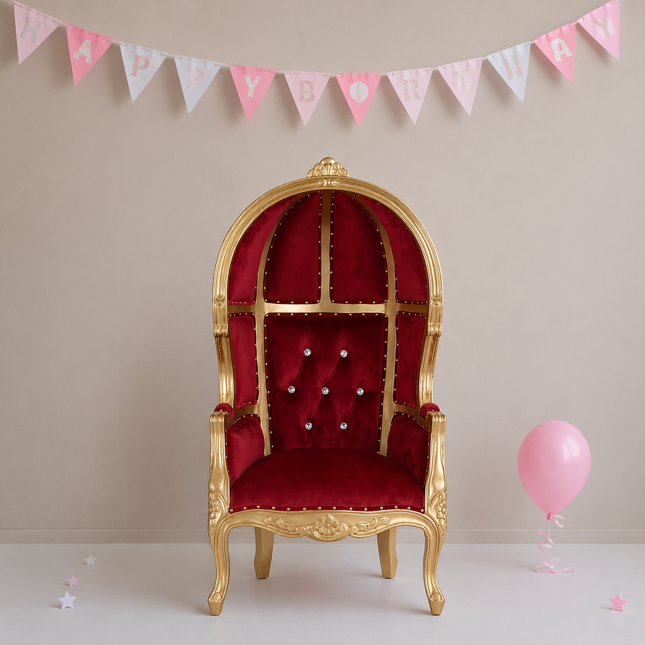 Hooded Mini Canopy Kids Throne Chair