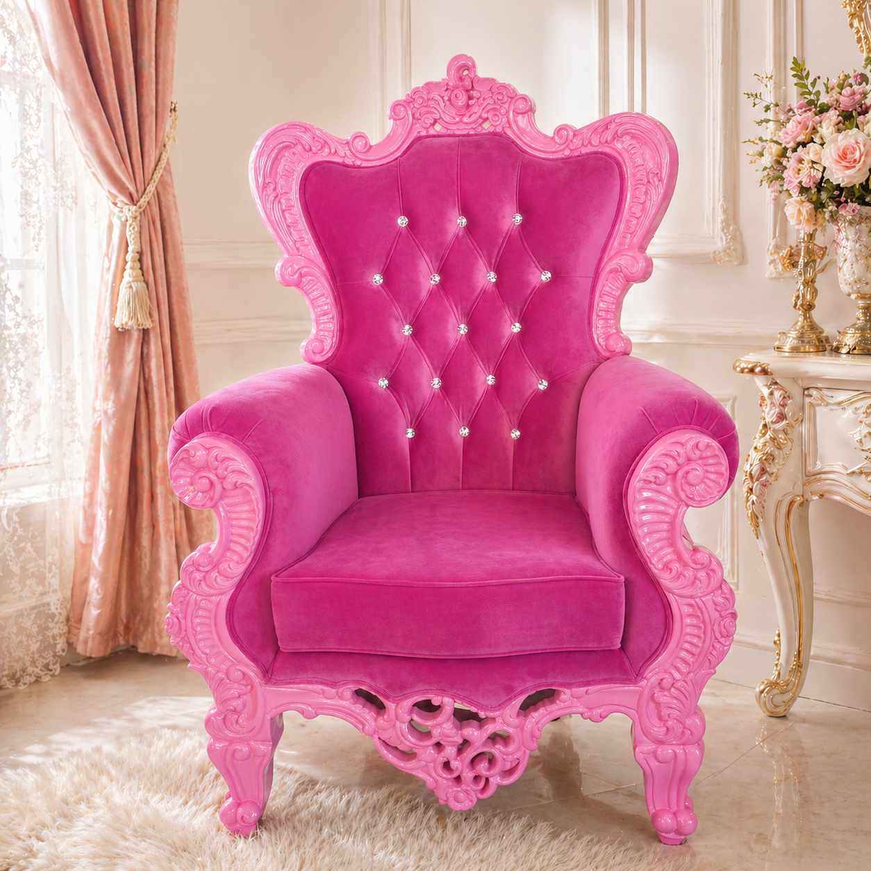 Queen Sonia Throne Chair - Velvet