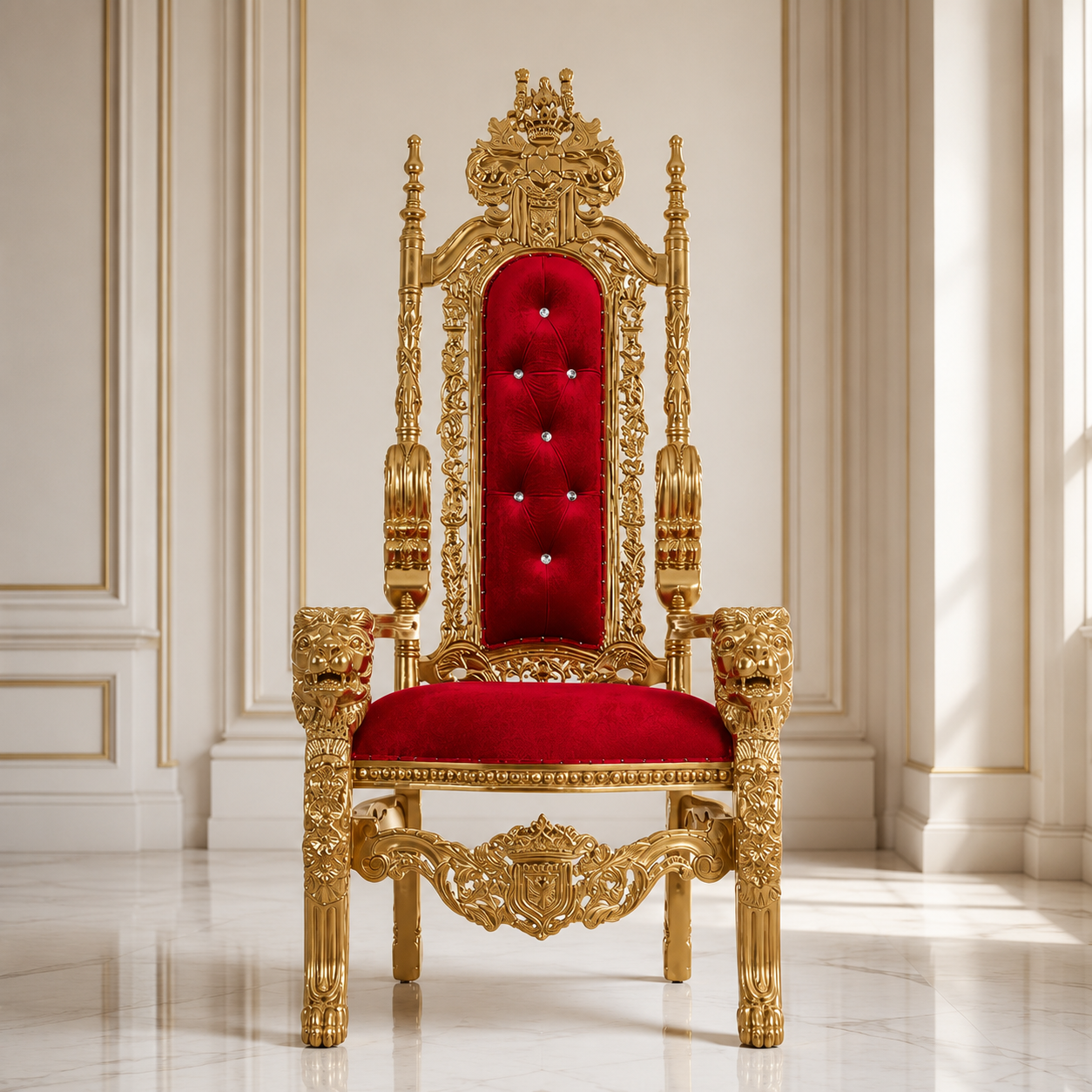 King David Lion Throne Chair - Velvet