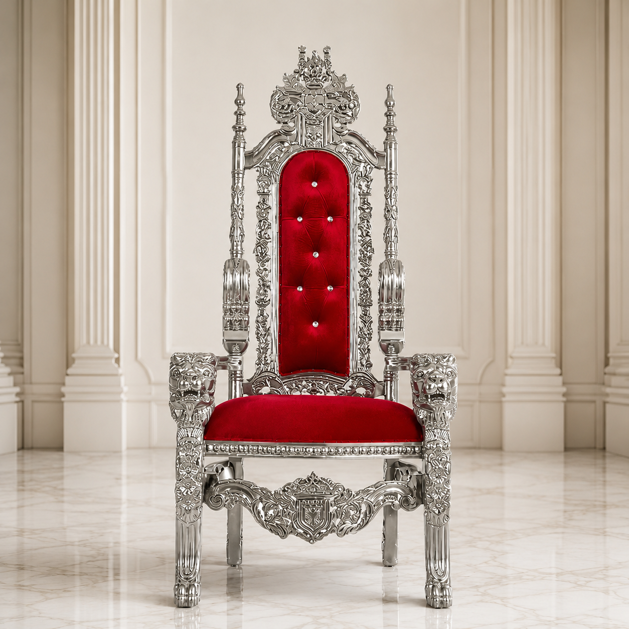 King David Lion Throne Chair - Velvet