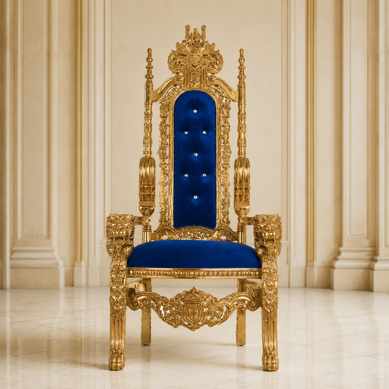 King David Lion Throne Chair - Velvet