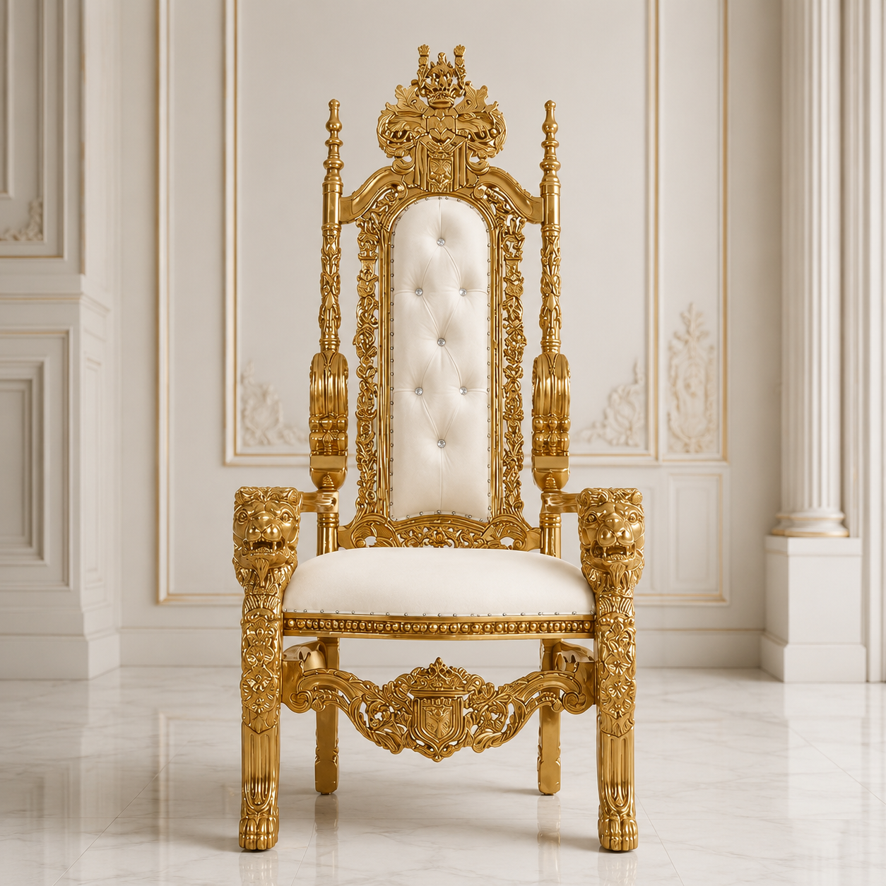 King David Lion Throne Chair - Velvet