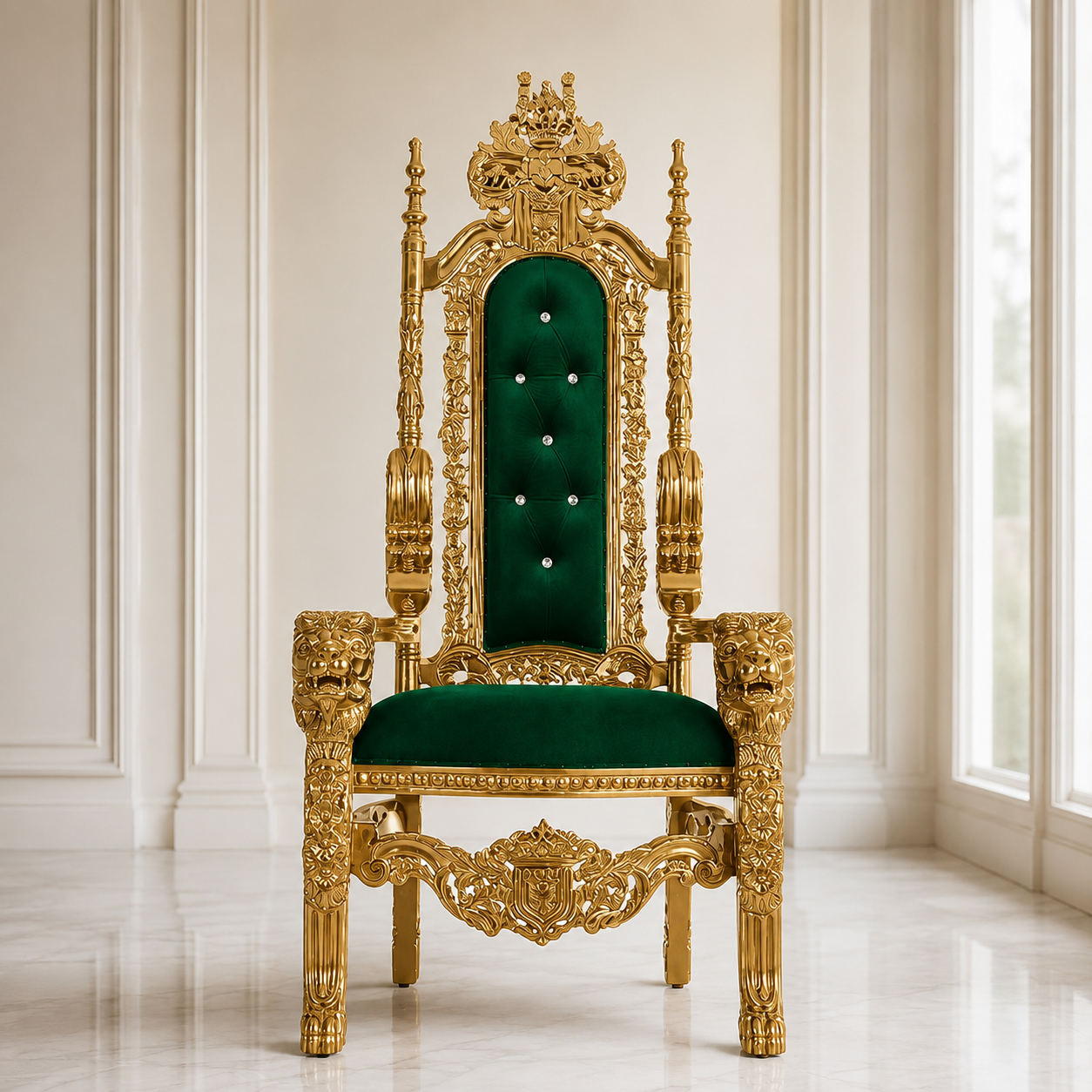 King David Lion Throne Chair - Velvet