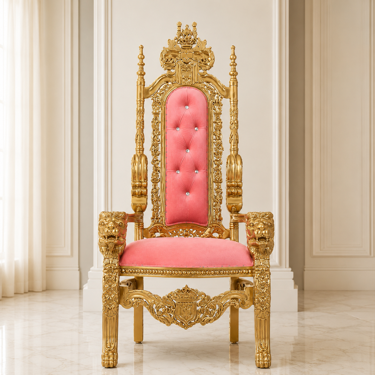 King David Lion Throne Chair - Velvet