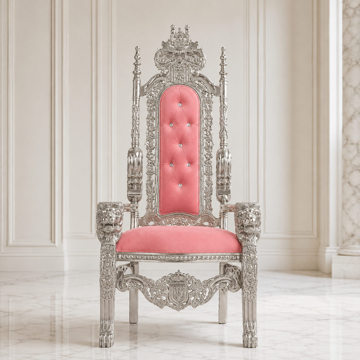 King David Lion Throne Chair - Velvet