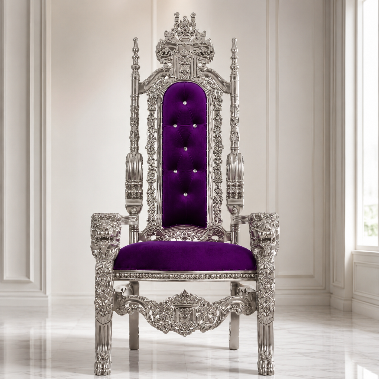 King David Lion Throne Chair - Velvet