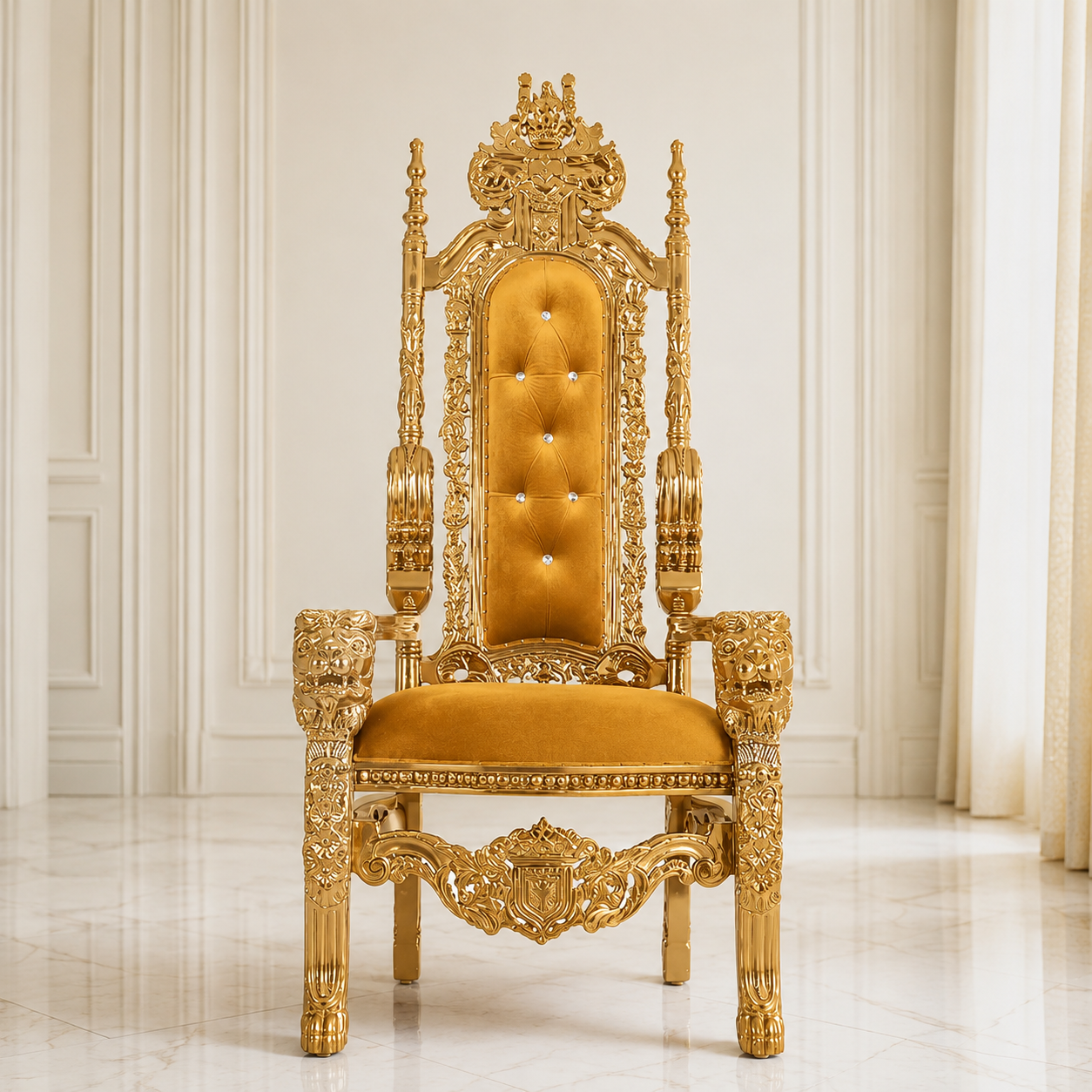 King David Lion Throne Chair - Velvet