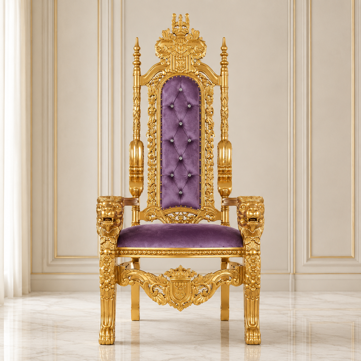 King David Lion Throne Chair - Velvet