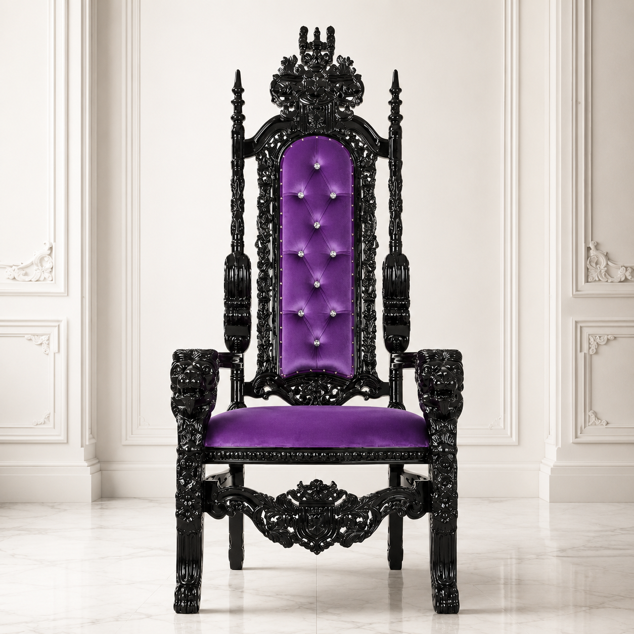 King David Lion Throne Chair - Velvet