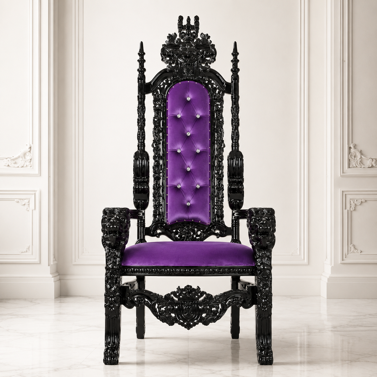King David Lion Throne Chair - Velvet