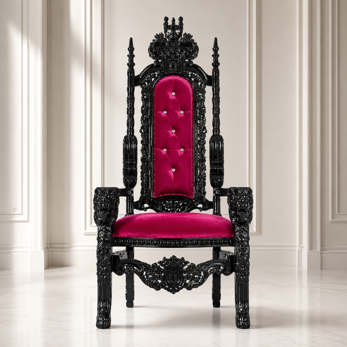 King David Lion Throne Chair - Velvet