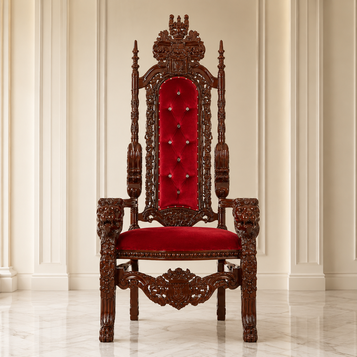 King David Lion Throne Chair - Velvet