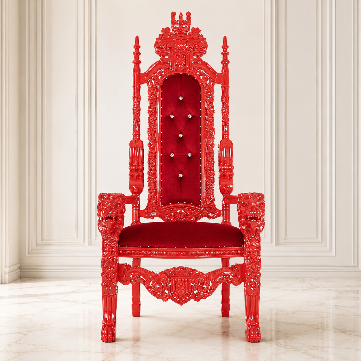King David Lion Throne Chair - Velvet