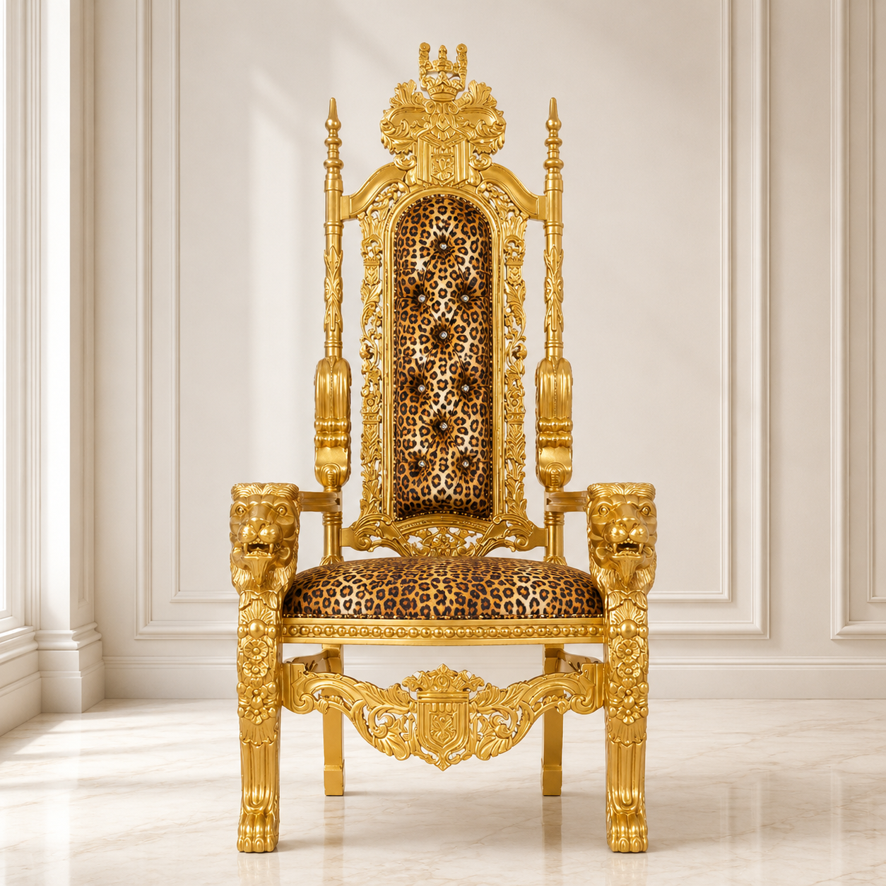 King David Lion Throne Chair - Velvet