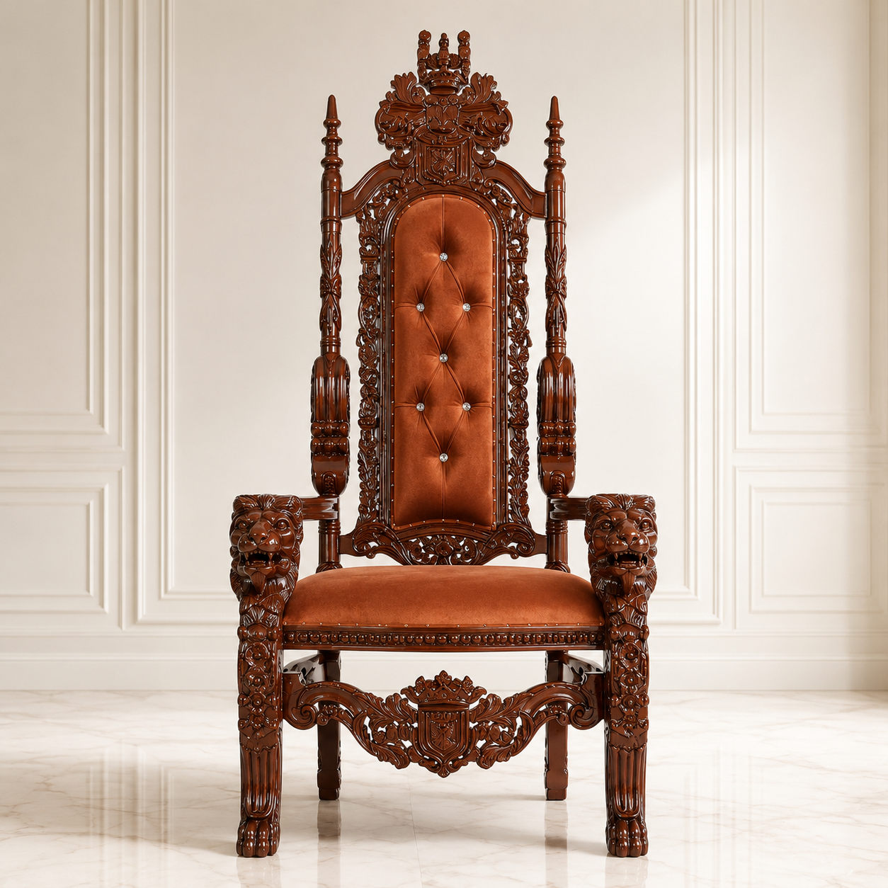 King David Lion Throne Chair - Velvet