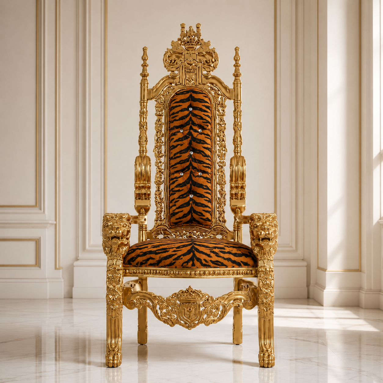 King David Lion Throne Chair - Velvet