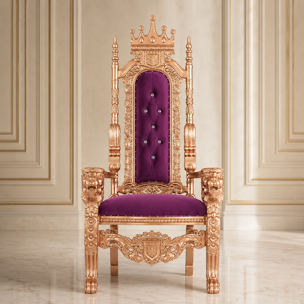 King David Crown Throne Chair - Velvet