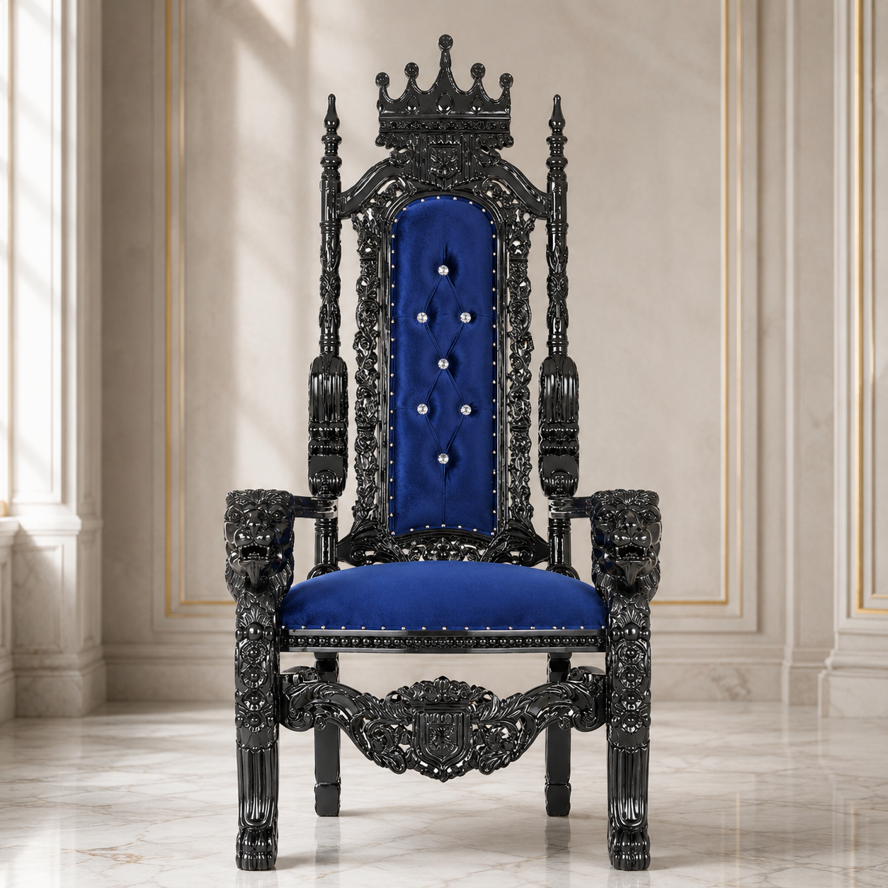 King David Crown Throne Chair - Velvet
