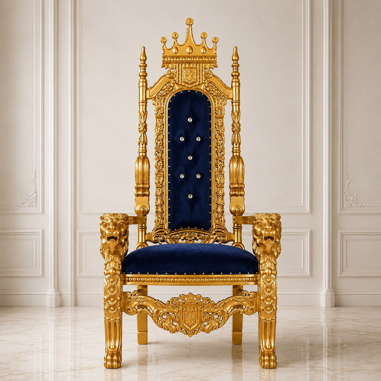 King David Crown Throne Chair - Velvet