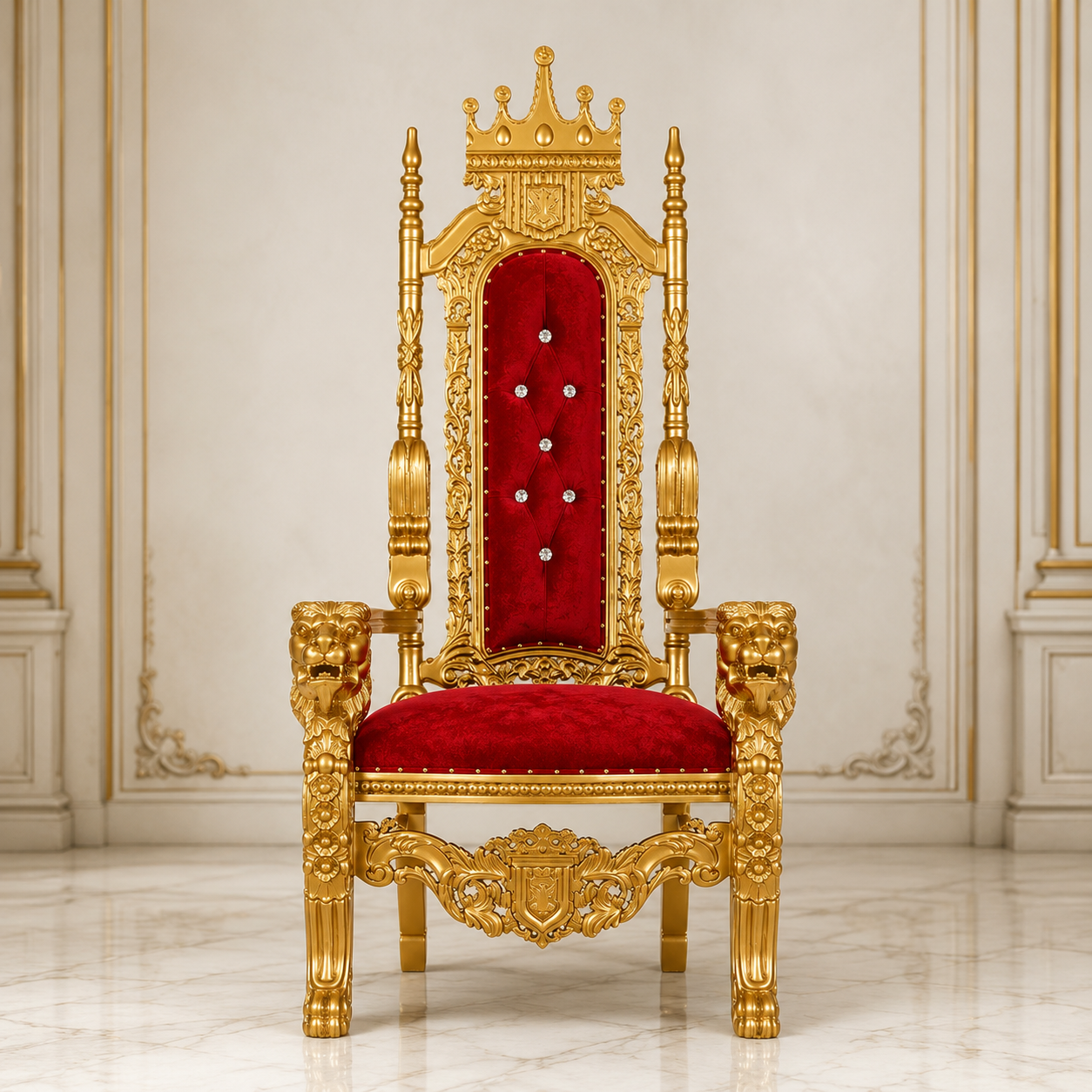 King David Crown Throne Chair - Velvet