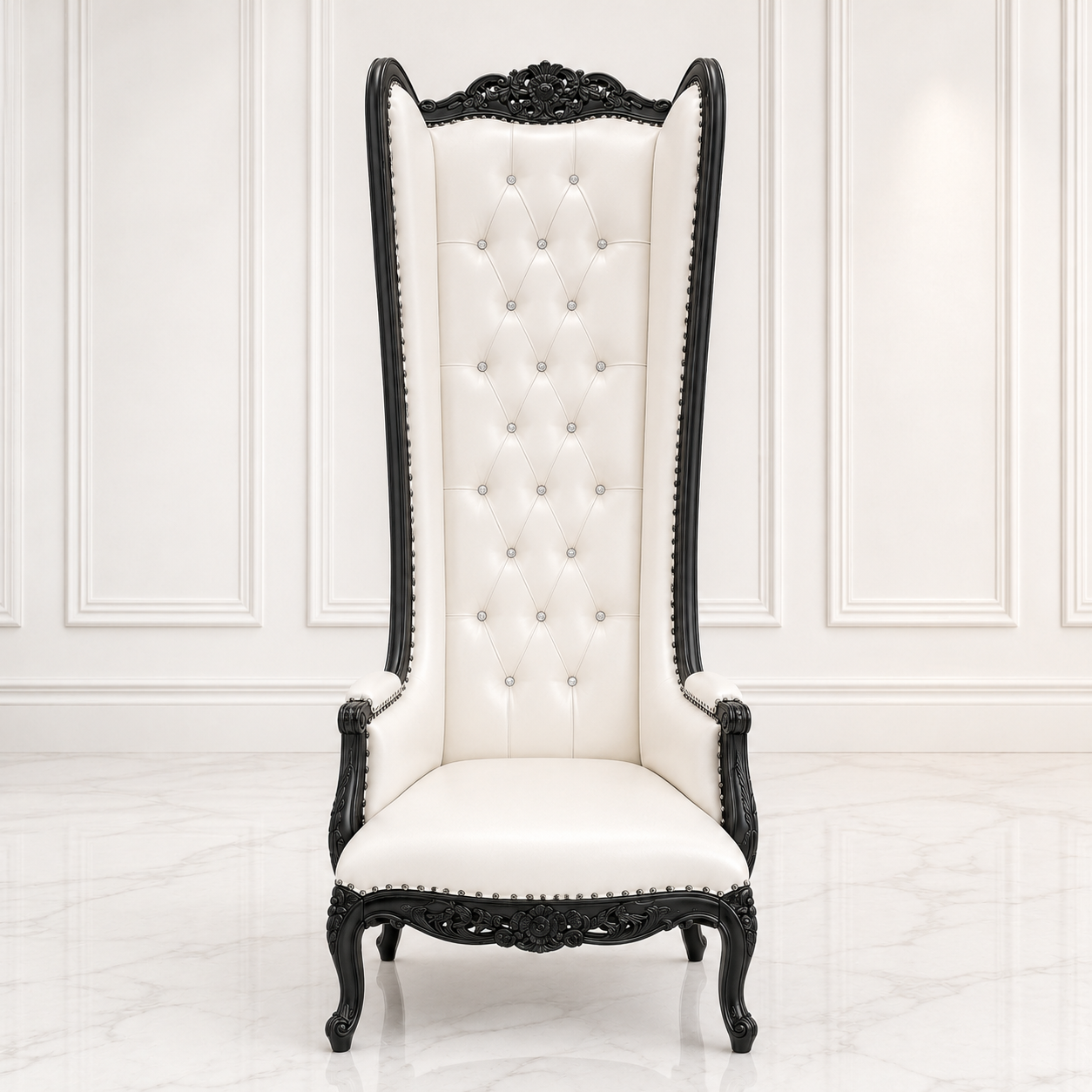 Silla trono con respaldo de alas de esmoquin