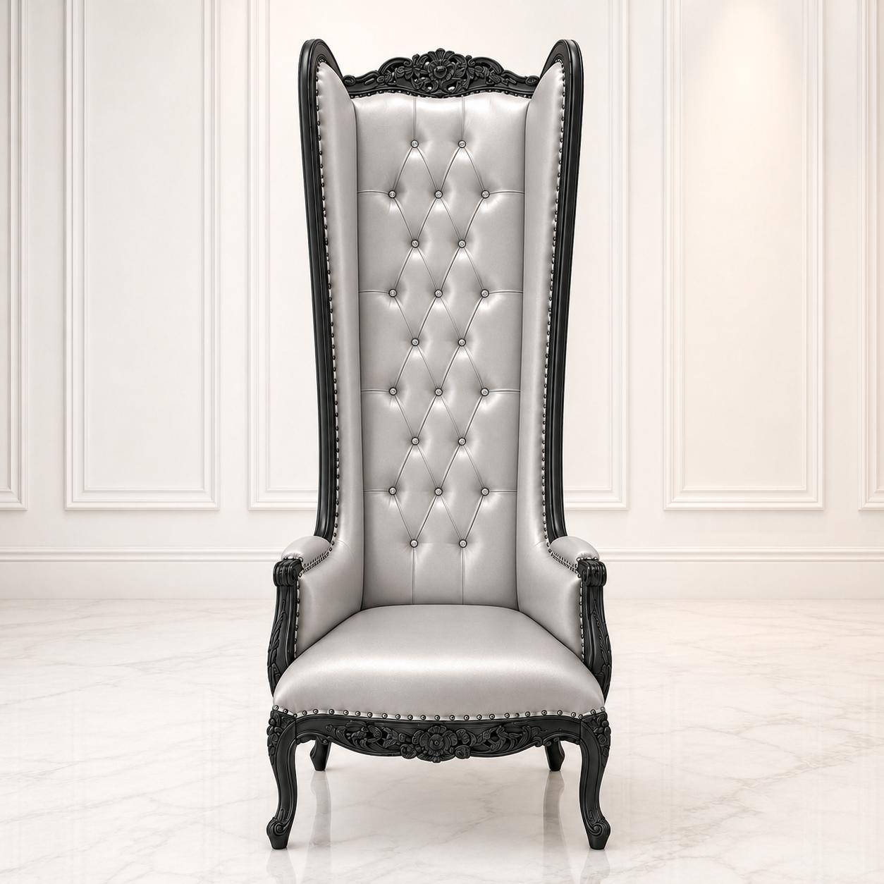 Silla trono con respaldo de alas de esmoquin