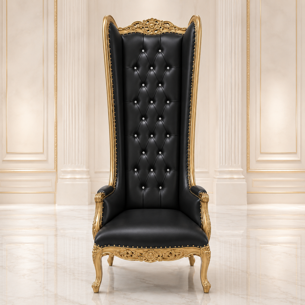 Silla trono con respaldo de alas de esmoquin