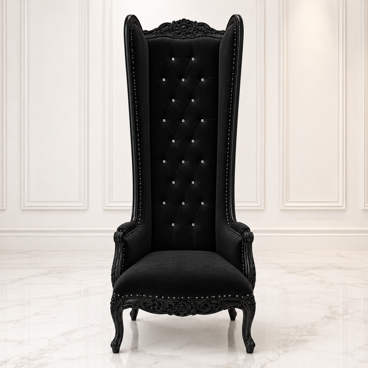 Silla trono con respaldo de alas de esmoquin