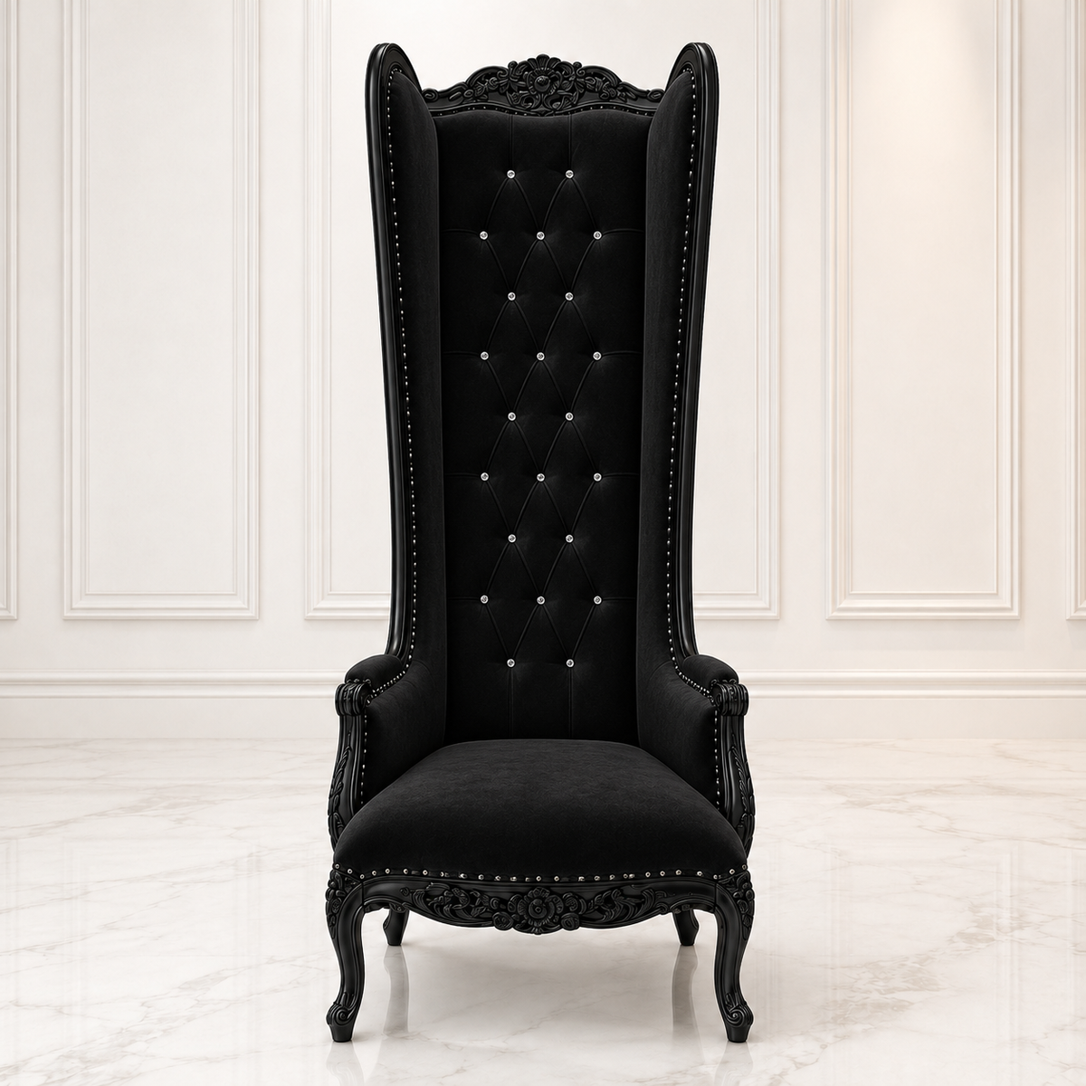 Silla trono con respaldo de alas de esmoquin