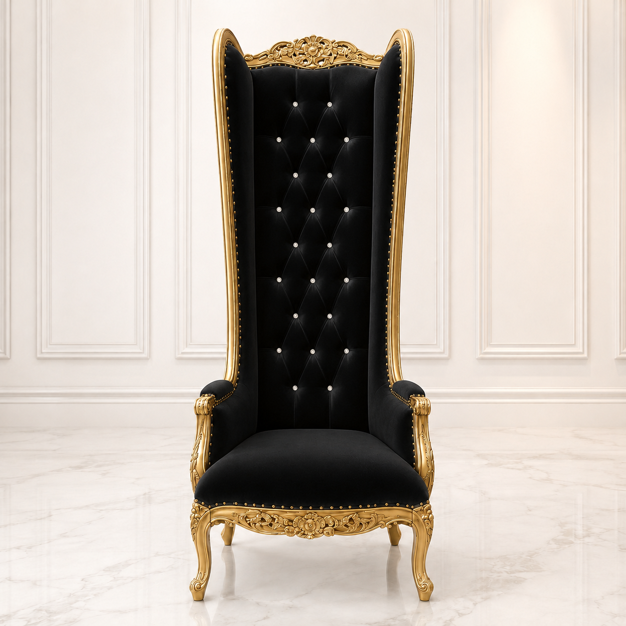 Silla trono con respaldo de alas de esmoquin
