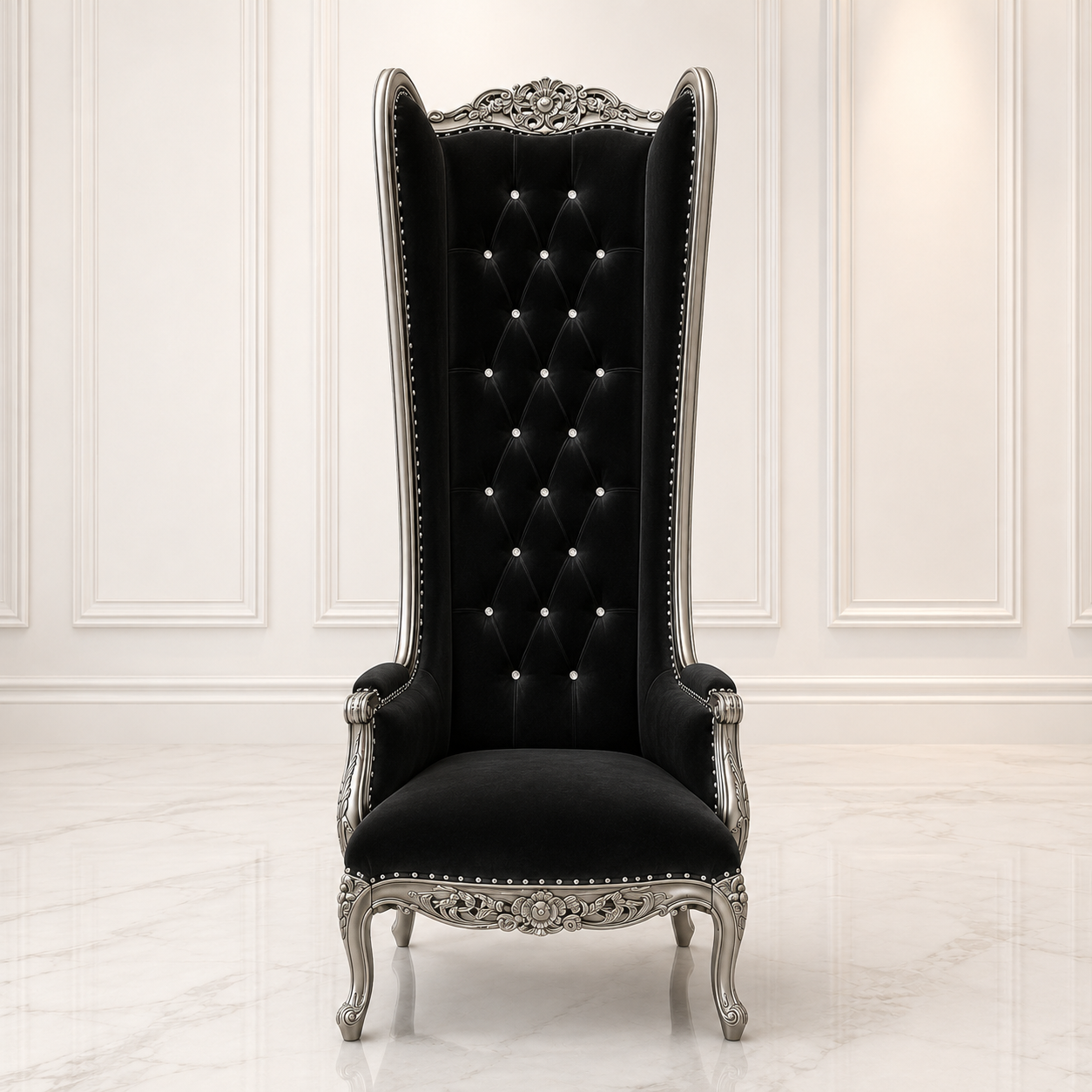 Silla trono con respaldo de alas de esmoquin