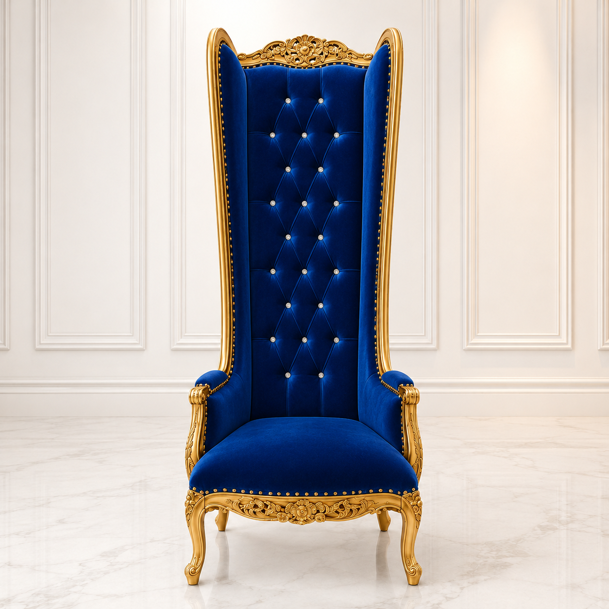 Silla trono con respaldo de alas de esmoquin