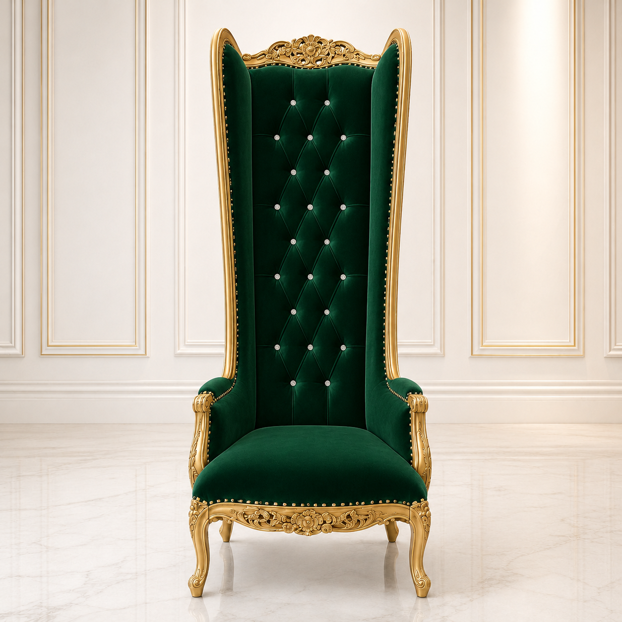 Silla trono con respaldo de alas de esmoquin