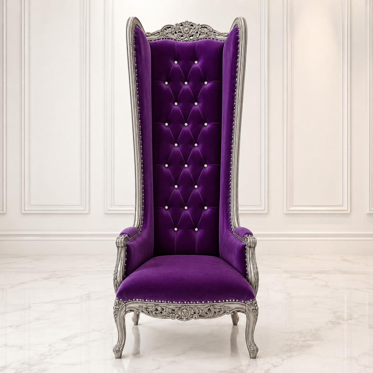 Silla trono con respaldo de alas de esmoquin