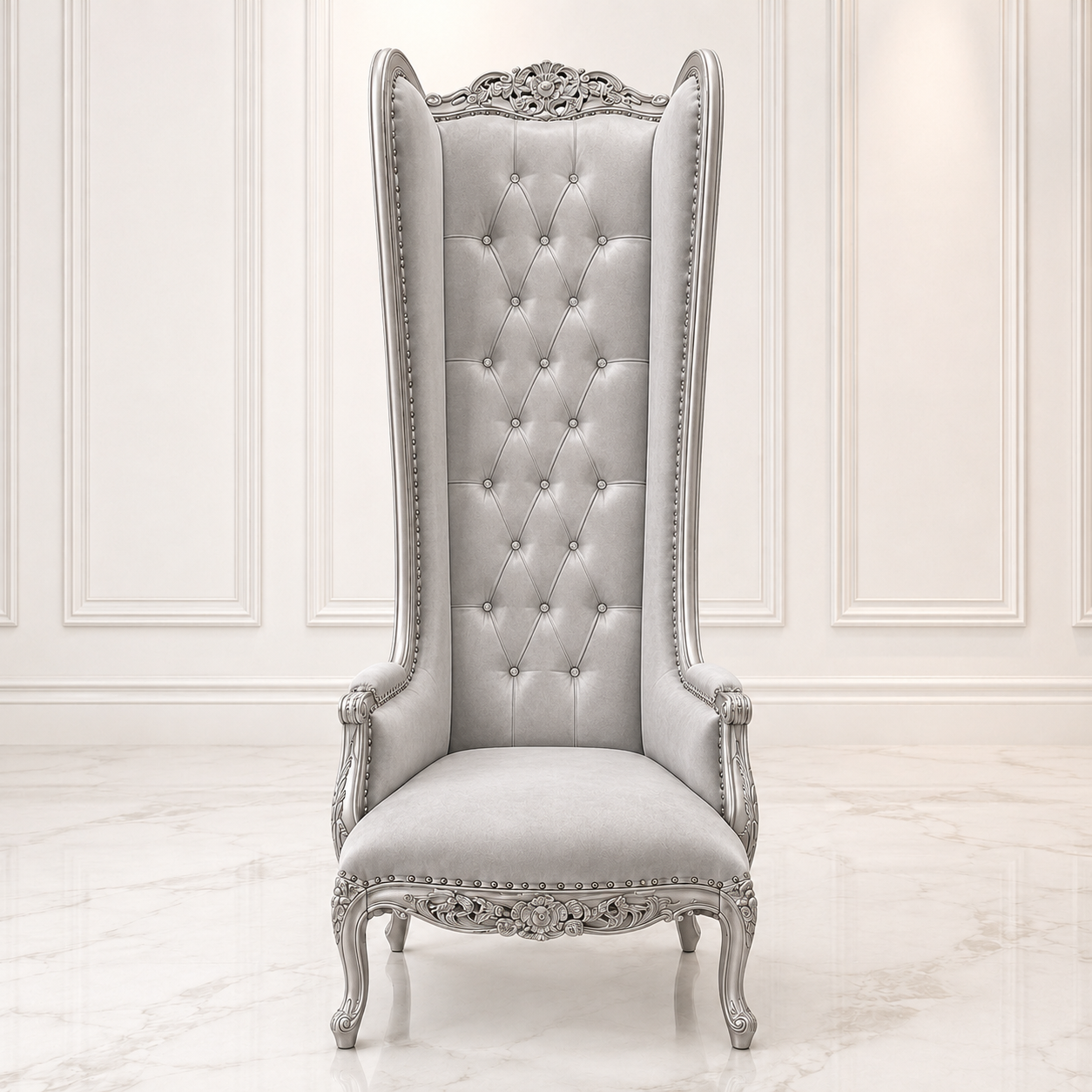 Silla trono con respaldo de alas de esmoquin