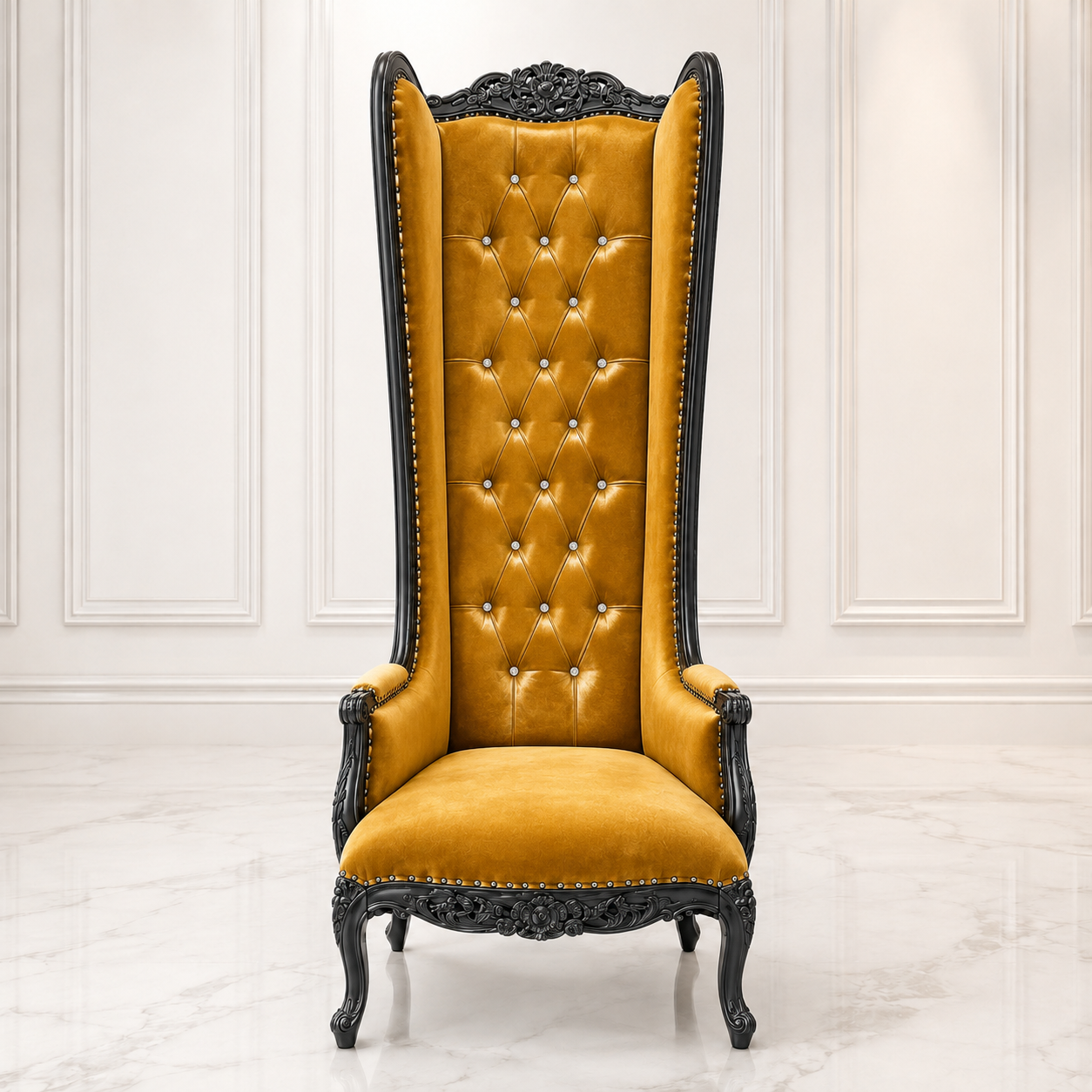 Silla trono con respaldo de alas de esmoquin