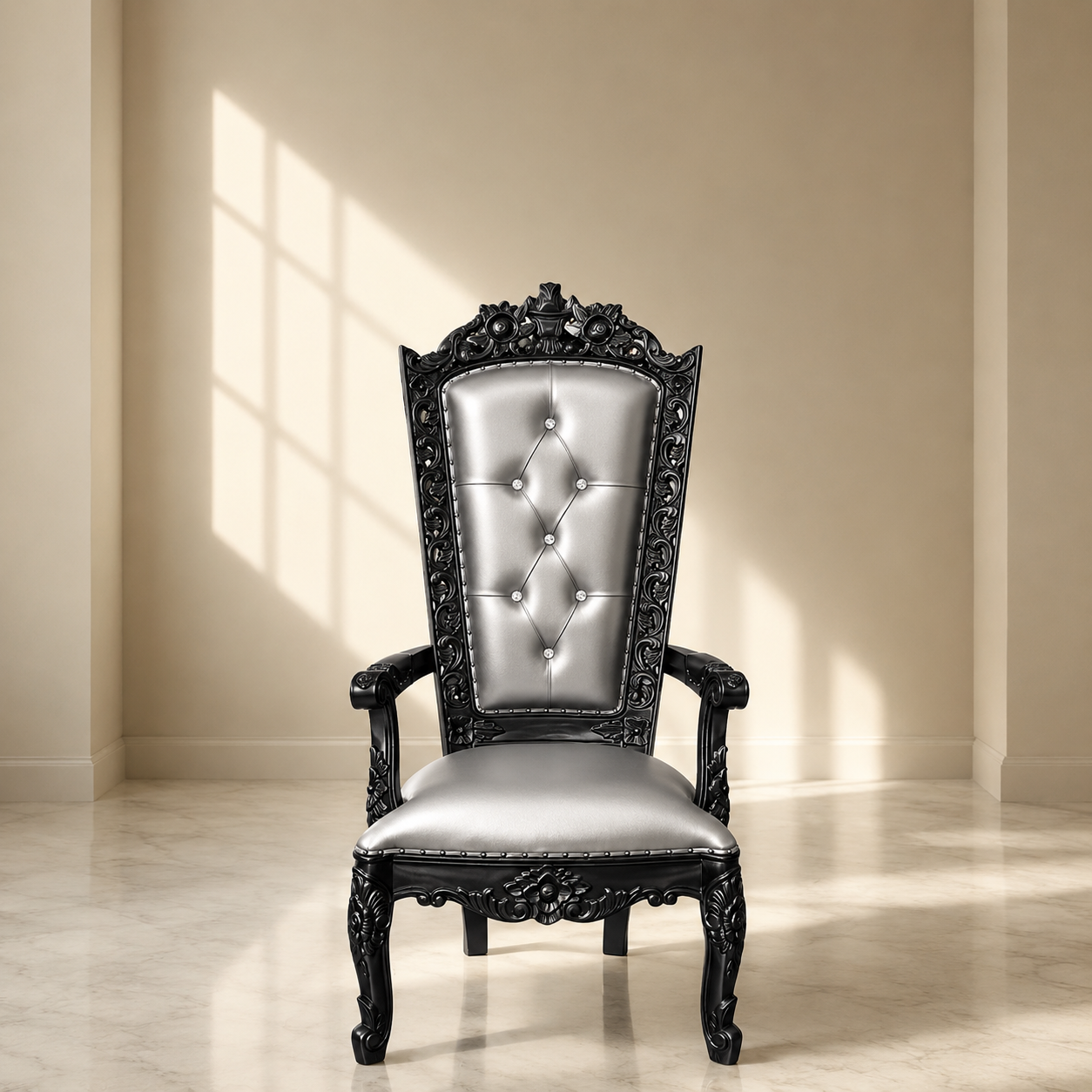 Silla del trono “Reina Raquel” - Negro / Dorado