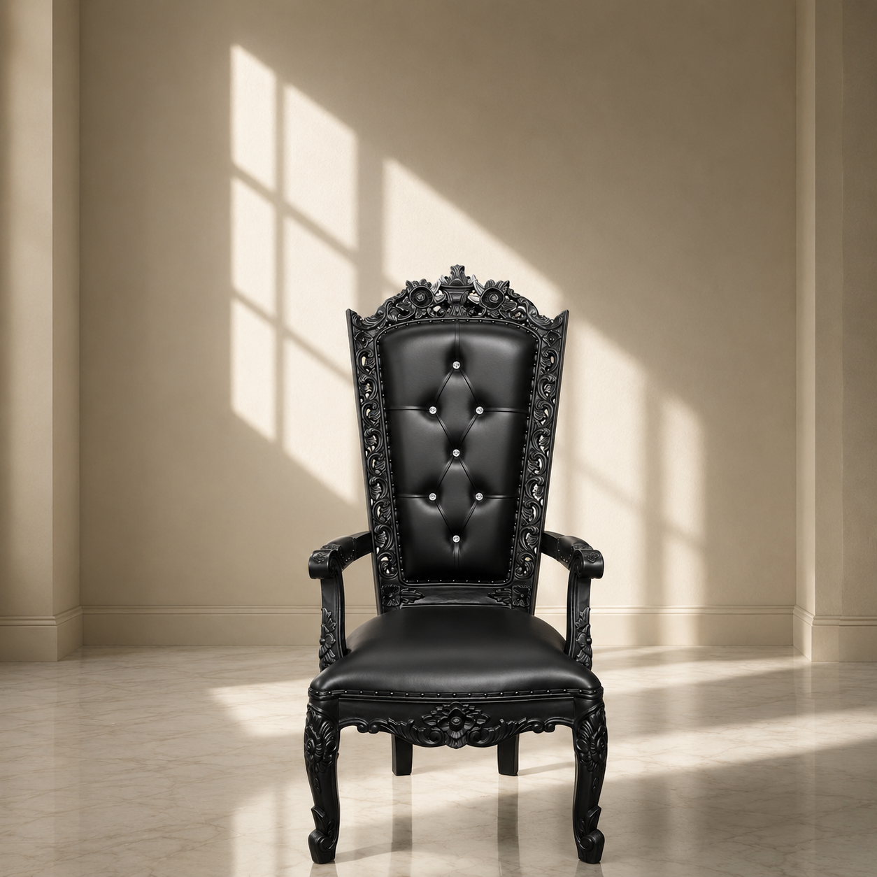 Silla del trono “Reina Raquel” - Negro / Dorado