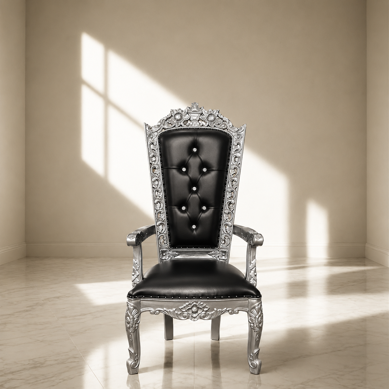 Silla del trono “Reina Raquel” - Negro / Dorado
