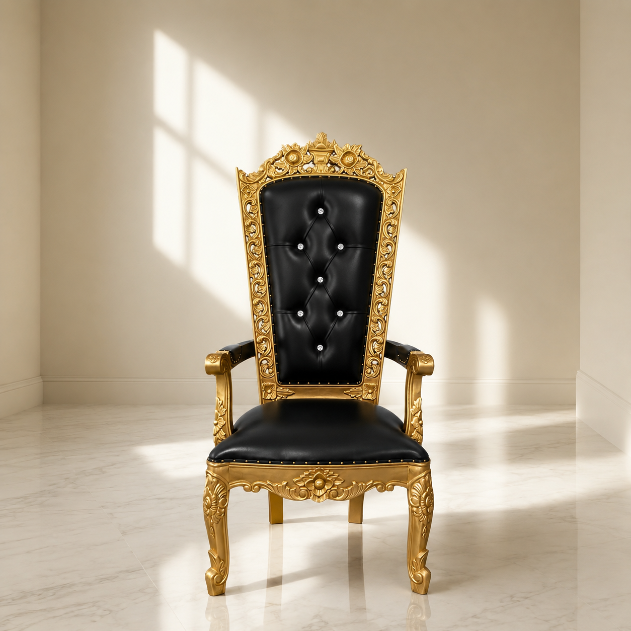 Silla del trono “Reina Raquel” - Negro / Dorado