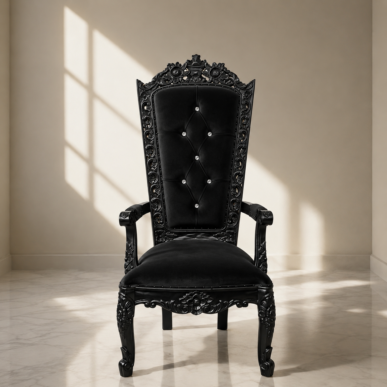 Silla del trono “Reina Raquel” - Negro / Dorado