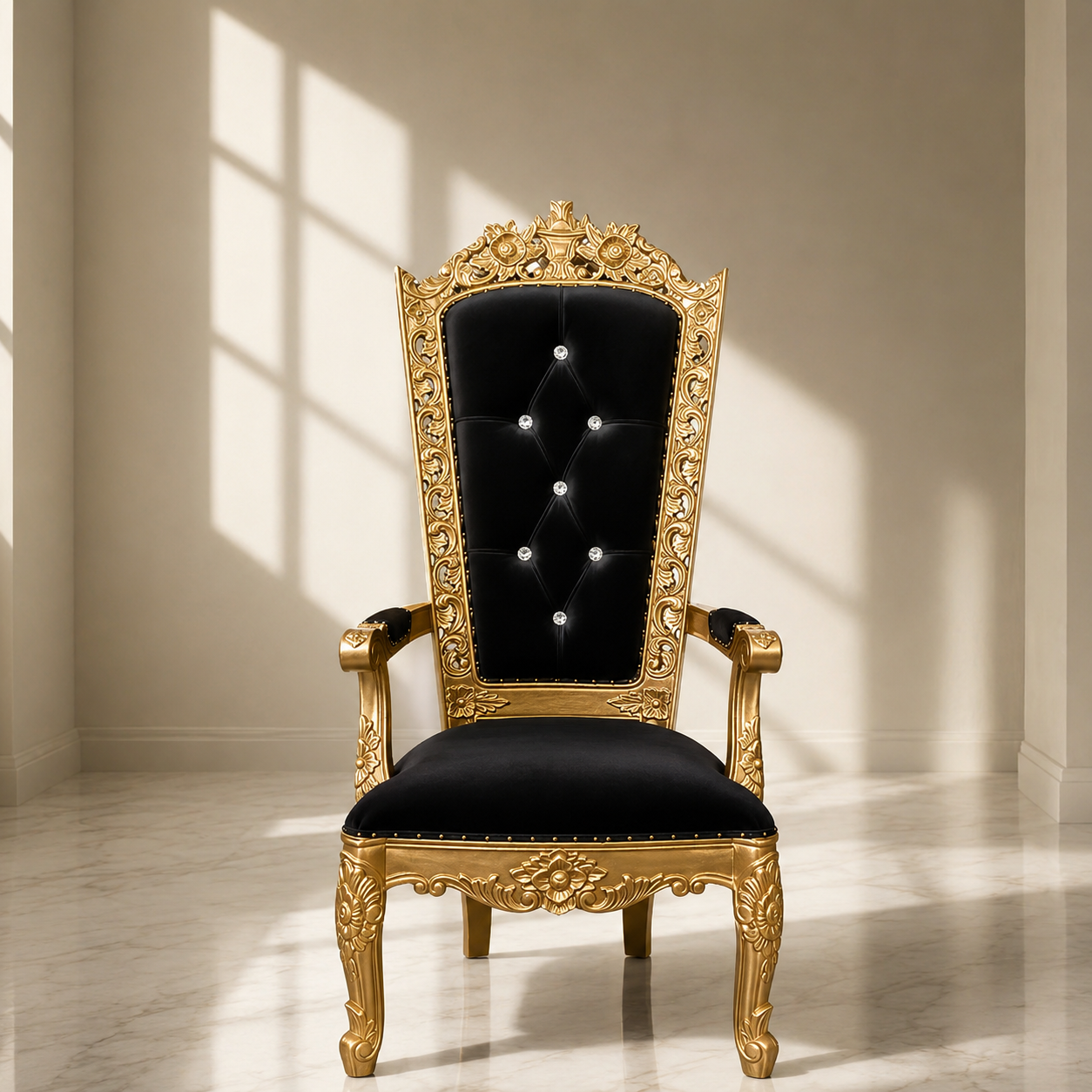 Silla del trono “Reina Raquel” - Negro / Dorado