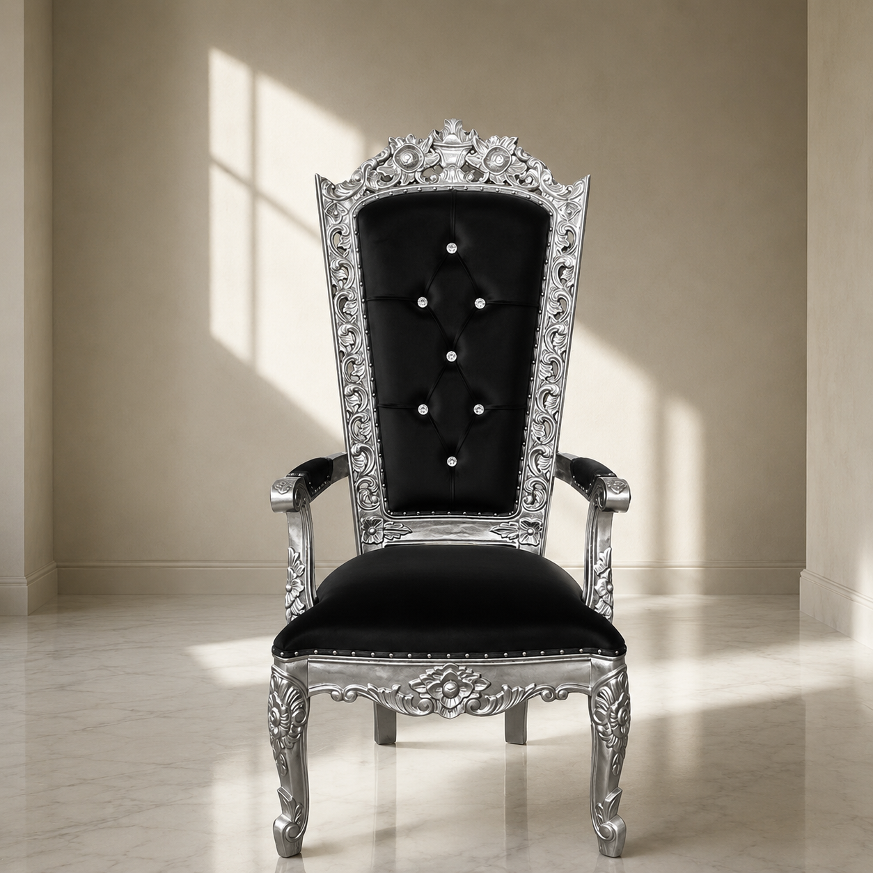 Silla del trono “Reina Raquel” - Negro / Dorado