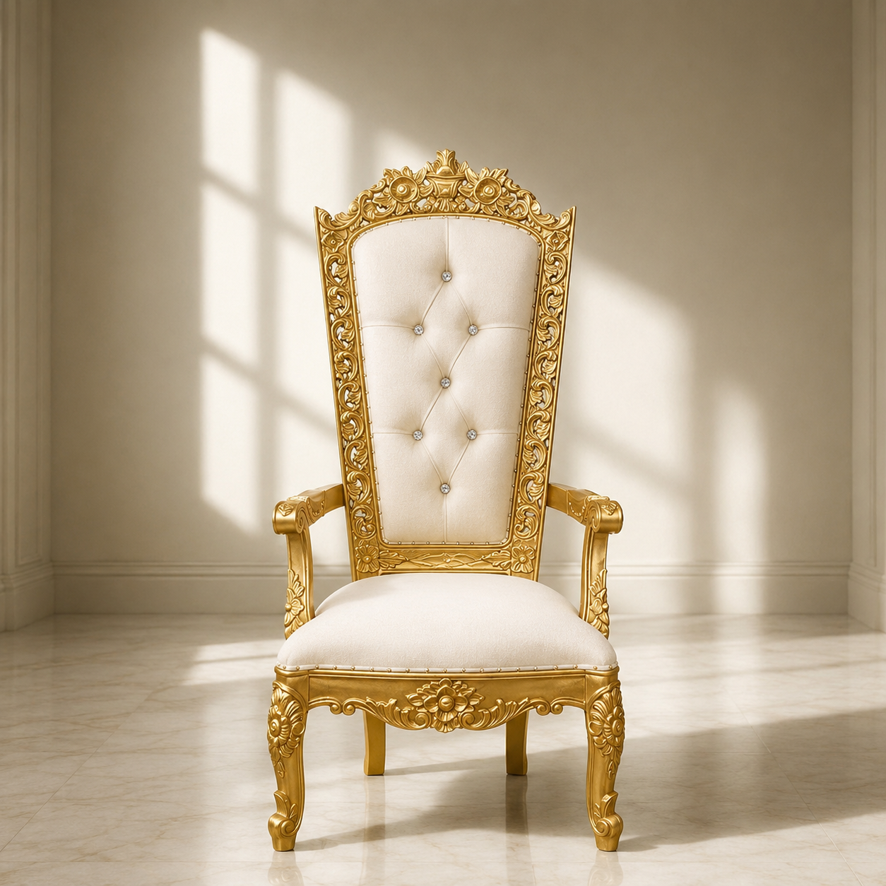 Silla del trono “Reina Raquel” - Negro / Dorado