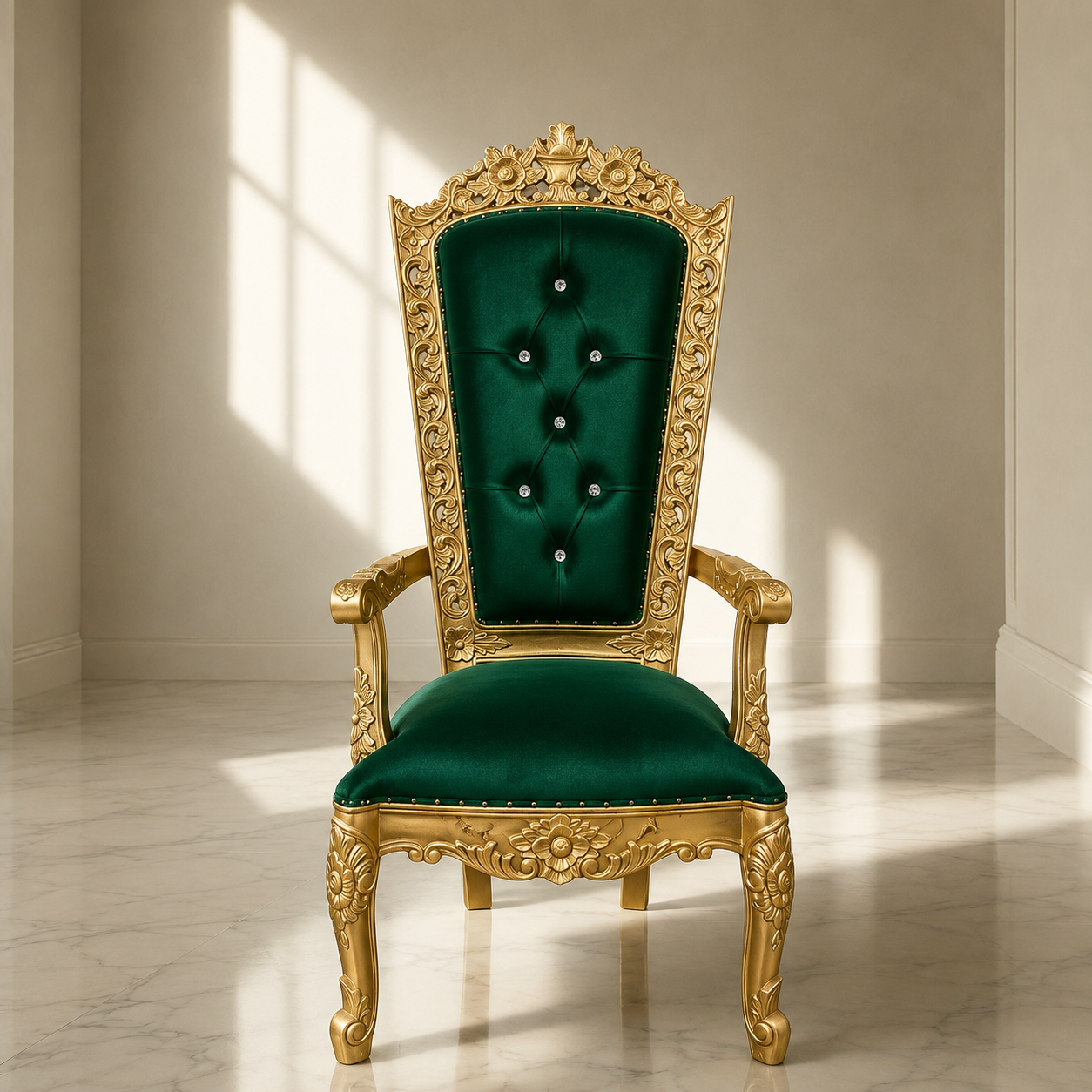 Silla del trono “Reina Raquel” - Negro / Dorado
