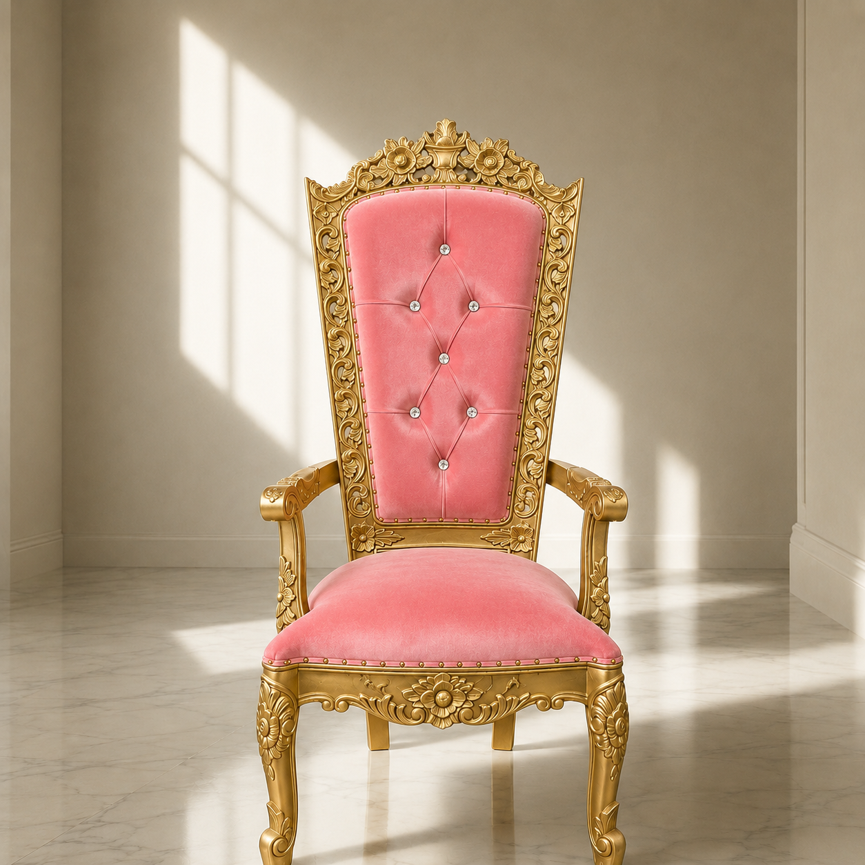 Silla del trono “Reina Raquel” - Negro / Dorado