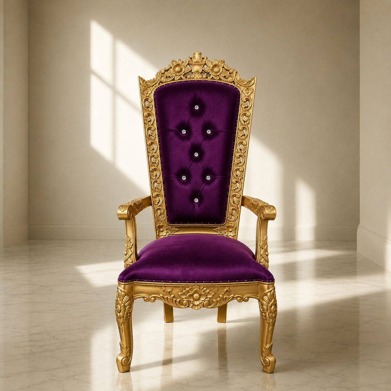 Silla del trono “Reina Raquel” - Negro / Dorado