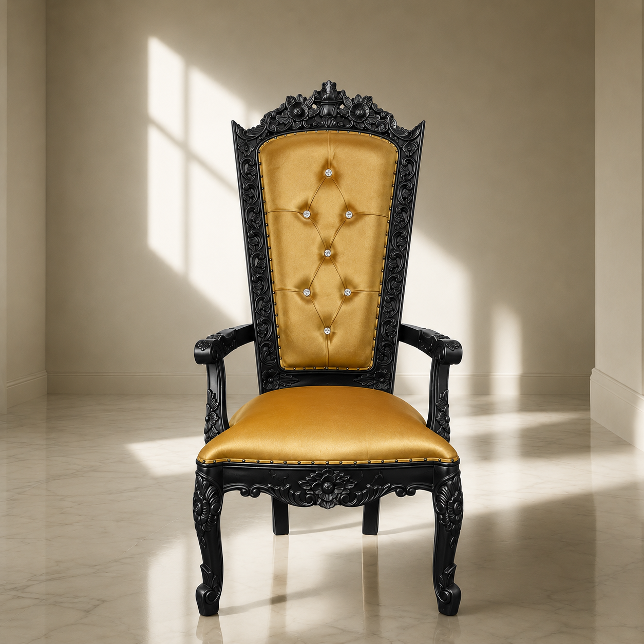 Silla del trono “Reina Raquel” - Negro / Dorado