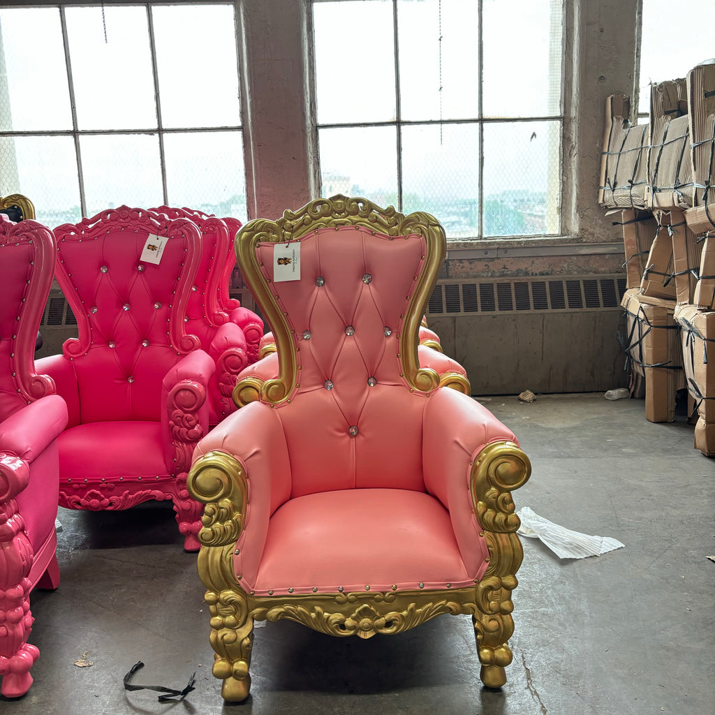 "Mini Tiffany 33" Kids Throne Chair - Light Pink / Gold